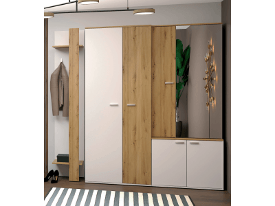 Модулно портманто Barcelona set 2 (бяло/дъб артисан)